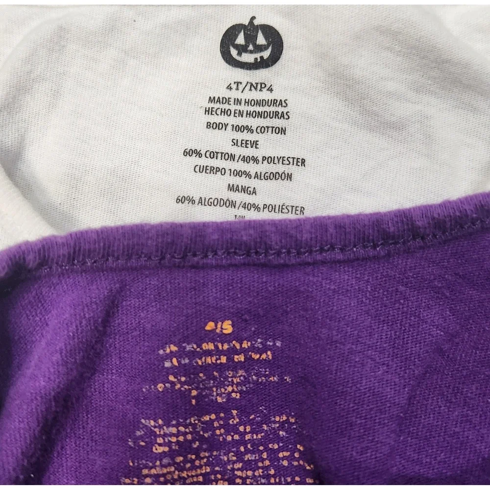 Halloween Graphic Shirts Toddler Girls 4T Witch Cat Purple Lot of 2 See photos
